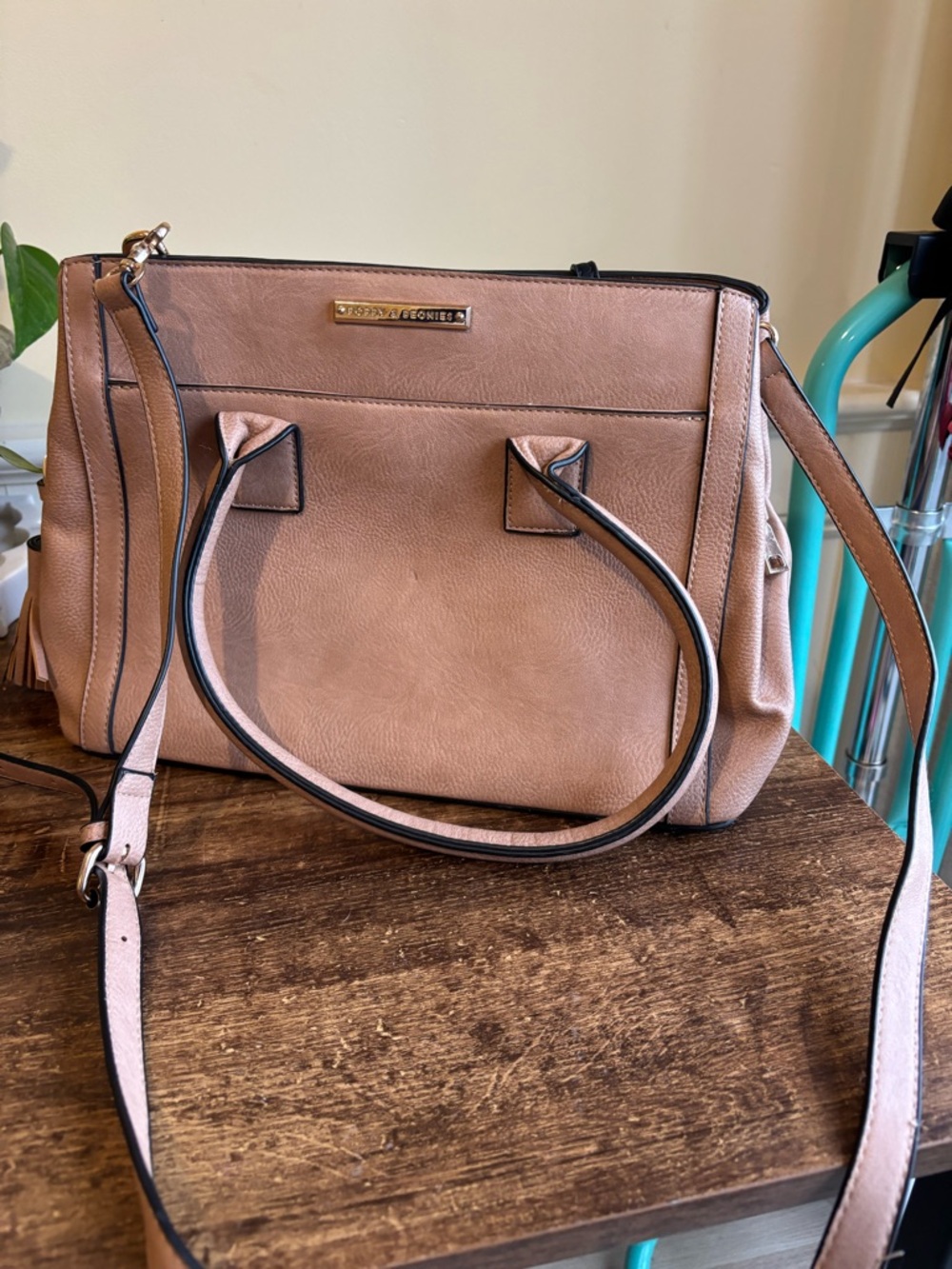 Poppy & Peonies Blush Satchel with Detachable Strap